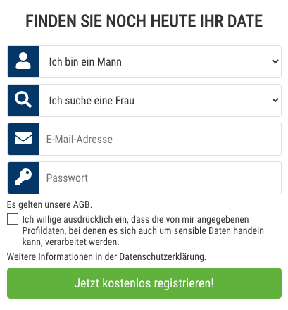 Darstellung der Anmeldeseite von wowdating.de