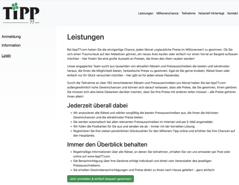 Homepage von Tipp77
